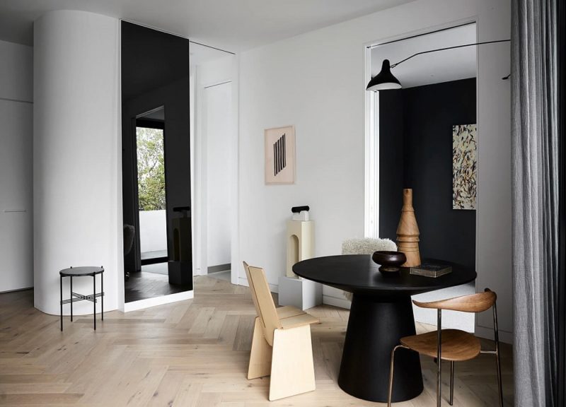Mirror Apartment Designed by Golden, Melbourne, Australia - PP701 Minimal Chair by Hans J. Wegner - Serge Mouille Lamp