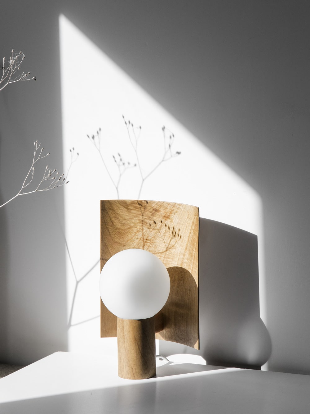 Minimalist Walnut Lamp Autumn designed by Ferreol Babin