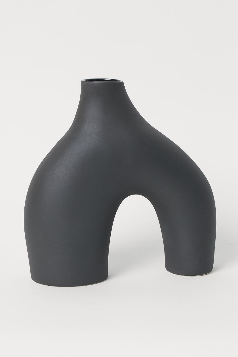H&M Home Black Stoneware Vase