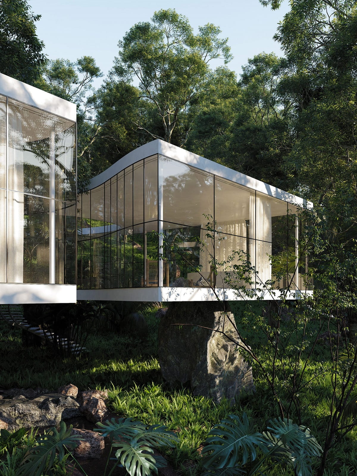 Project: Casa Atibaia. Architects: Charlotte Taylor, Nicholas Preaud. Location: Sao Paulo, Brazil. 3D Visualisation: Ni.acki, Maison de Sable
