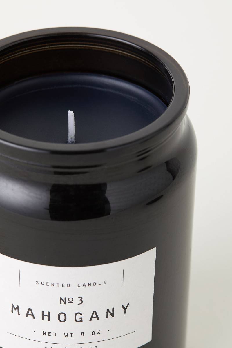 H&M Home Black Mahogany Scented Candle in Glass Jar 