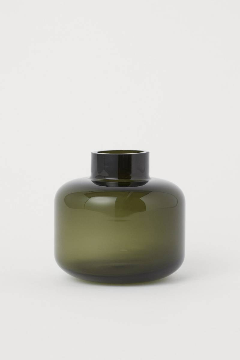 H&M Home Dark green Small Glass Vase