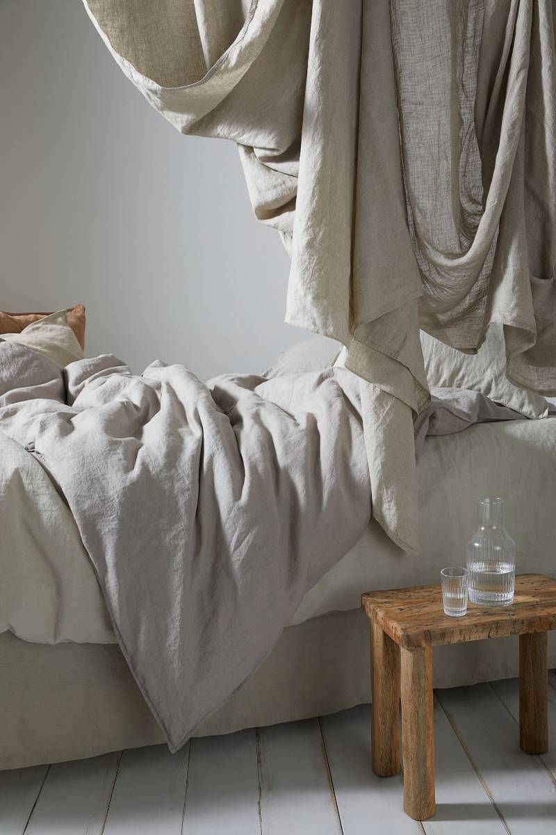 H&M Home Taupe Linen Twin Duvet Cover Set