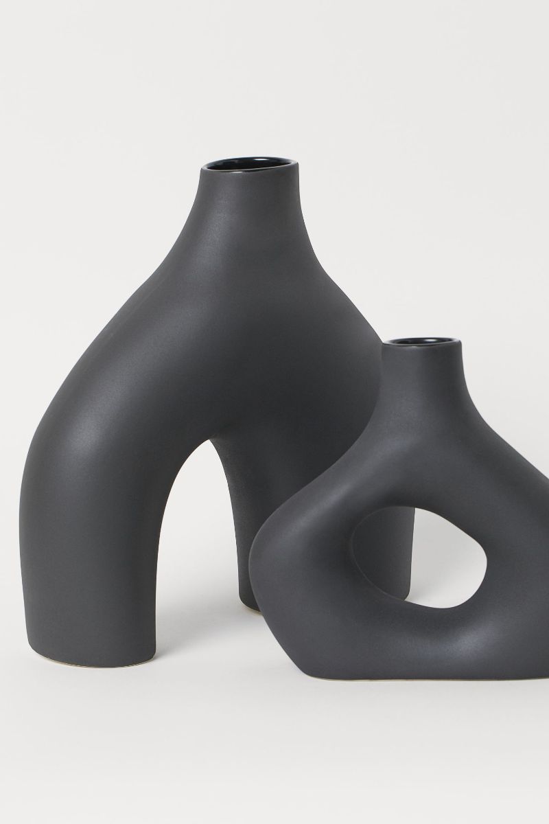 Stoneware Vase - Black - Home All H&M US
