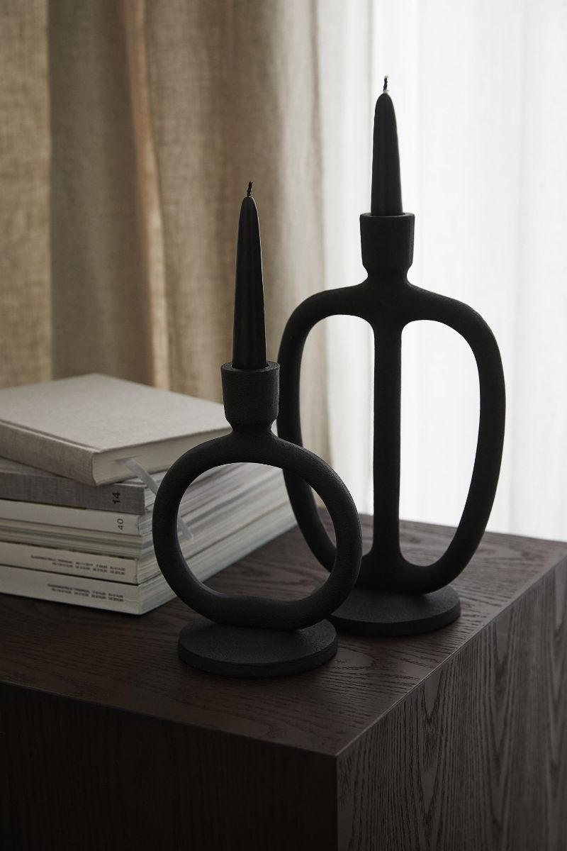 Tall Metal Candlestick - Black - Home All  H&M US